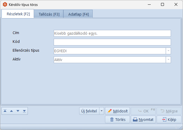 Kérdőív Típus Törzs