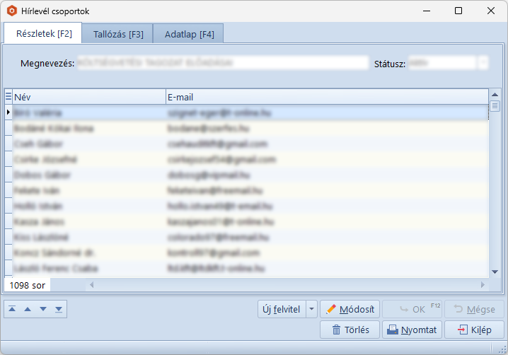Hírlevél Csoportok