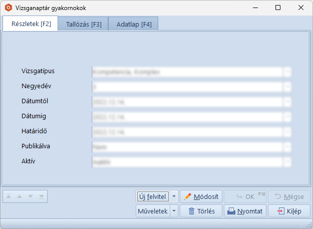 Vizsganaptár Gyakornokok