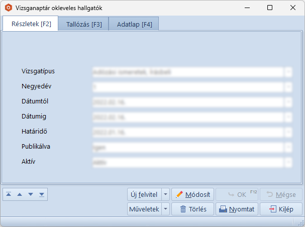 Vizsganaptár Okleveles Hallgatóknak