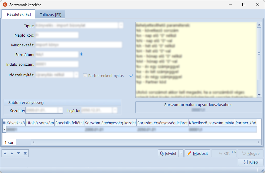Sorszámok Kezelése