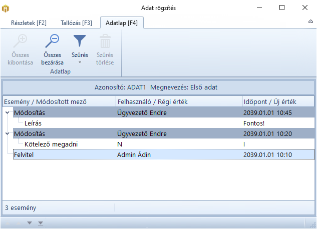 Adat Felvitel Adatlap