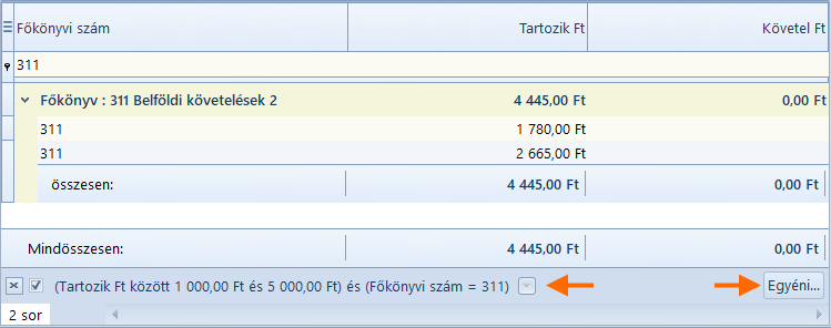 Táblázat Egyéni Szűrés