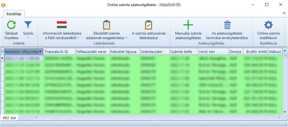 Online Számla Adatszolgáltatás