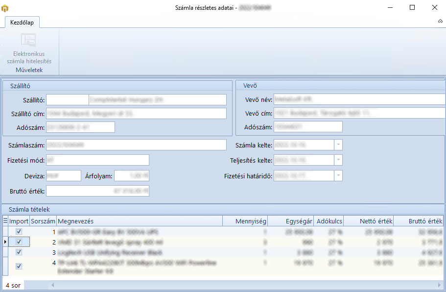 Online Számla Számla Megjelenítése