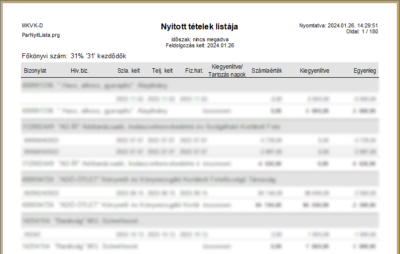 NyitottKiegyenlitettListaNyom