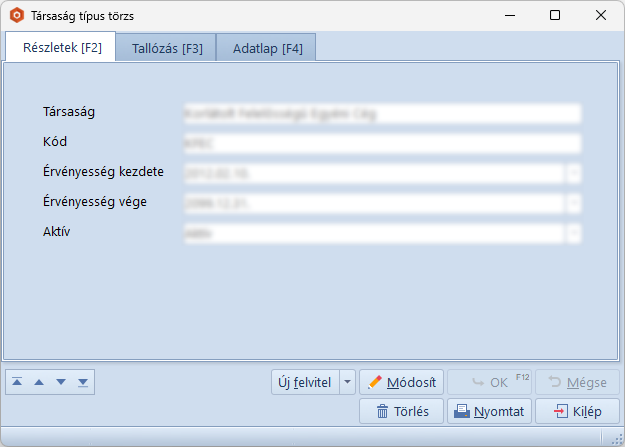 Társaság Típus Törzs